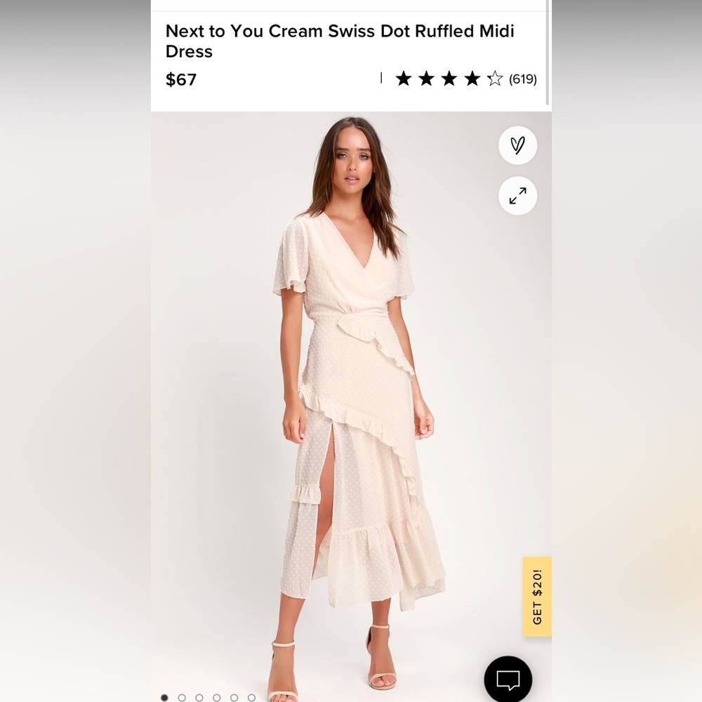 Lulus swiss dot cream midi dress